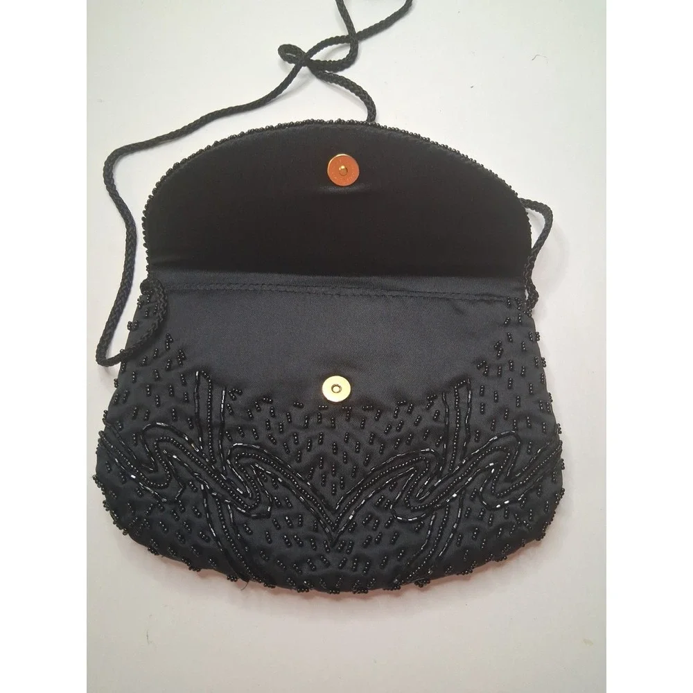 Carla Marchi Black Beaded Shoulder Evening Bag 9
